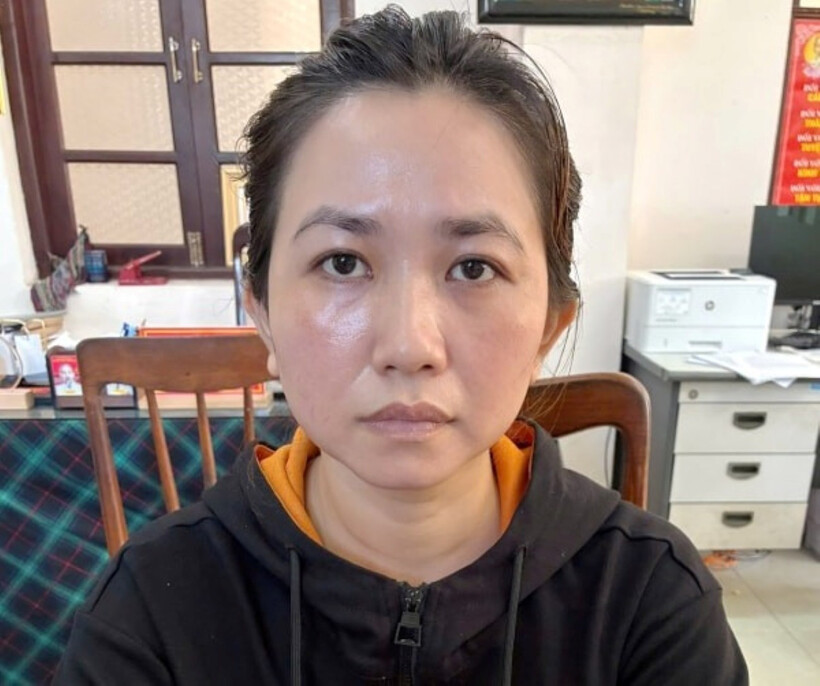 Hồ Thị Cẩm Thi tại cơ quan công an. Ảnh: Báo Tiền phong.