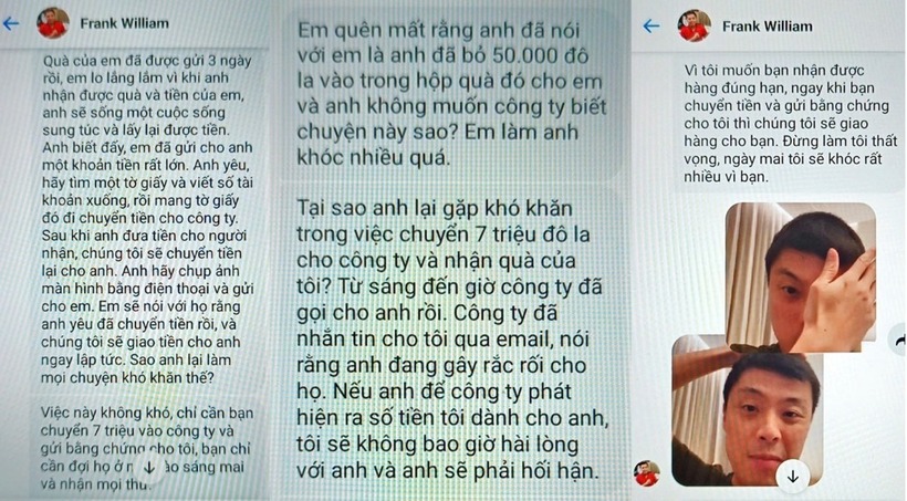 Tin nhắn đối tượng gửi cho chị T. (Ảnh: Công an tỉnh Lâm Đồng)