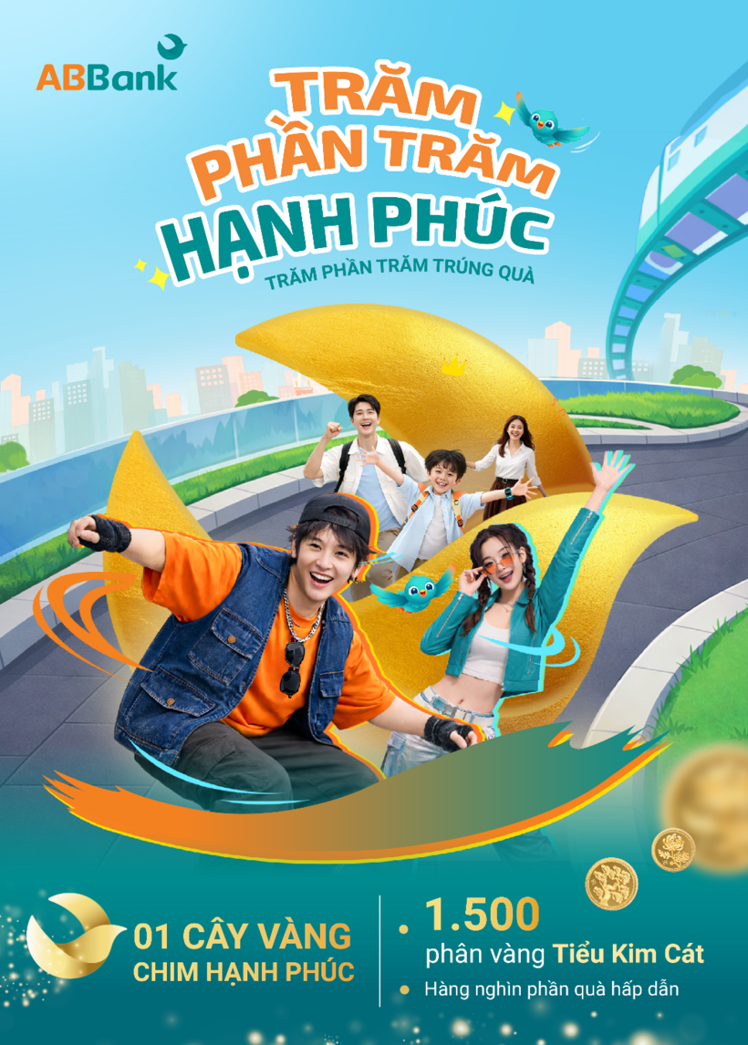 ABBank triển khai chương trình “Trăm phần trăm Hạnh phúc”: “Mưa” vàng 24K cho khách hàng từ 9/3 - 1