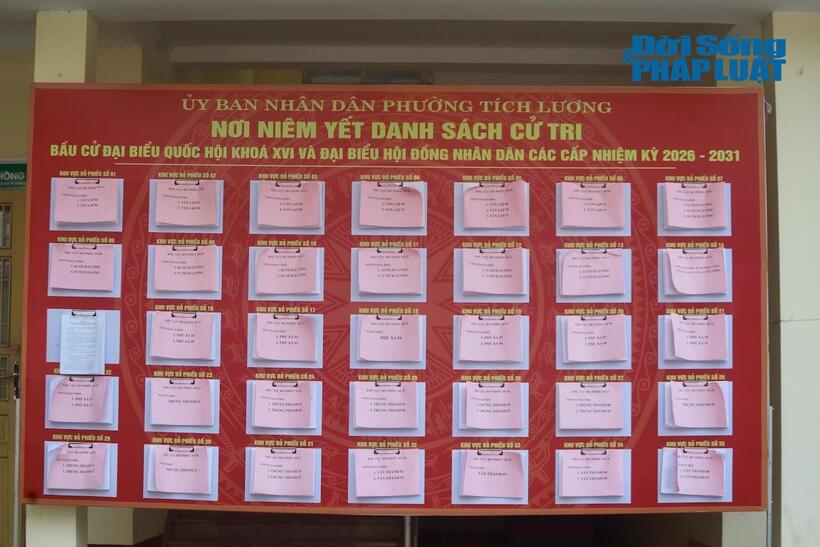 Phường Tích Lương (Thái Nguyên) niêm yết danh sách cử tri bầu cử đại biểu Quốc hội khóa XVI và đại biểu HĐND các cấp, nhiệm kỳ 2026 - 2031
