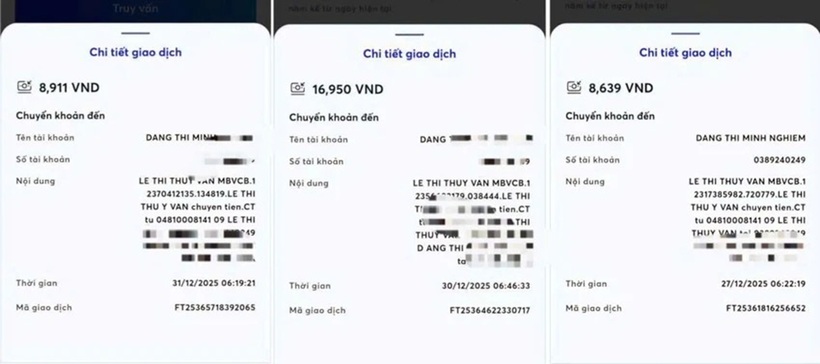 Các giao dịch của Vân liên quan vụ việc. Ảnh: Pháp luật TP.HCM