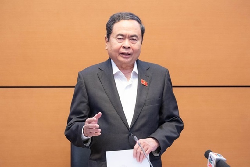 Chủ tịch Quốc hội, Chủ tịch Hội đồng Bầu cử quốc gia Trần Thanh Mẫn phát biểu tại cuộc họp (Ảnh: Media Quốc hội).