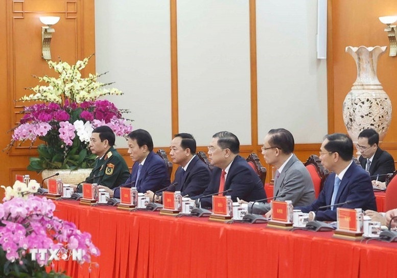 Đoàn đại biểu Việt Nam tham dự buổi tiếp - Ảnh: TTXVN