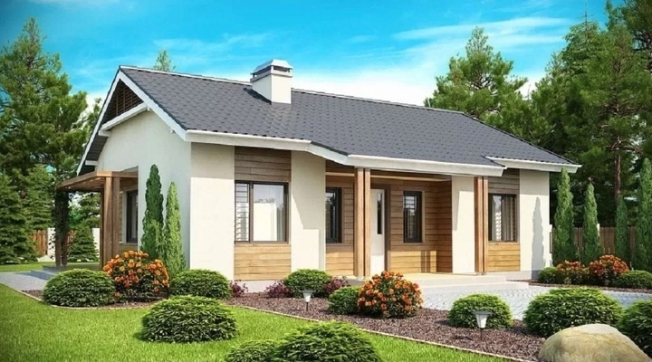 Mẫu biệt thự vườn 1 tỷ được thiết kế đầy đủ công năng, nổi bật với 2 màu trắng - xám. Ảnh: Vinavic