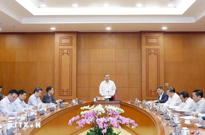 Tổng Bí thư Tô Lâm phát biểu tại buổi làm việc (Ảnh: TTXVN).