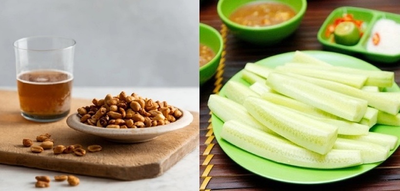 Lạc rang và dưa chuột chẻ