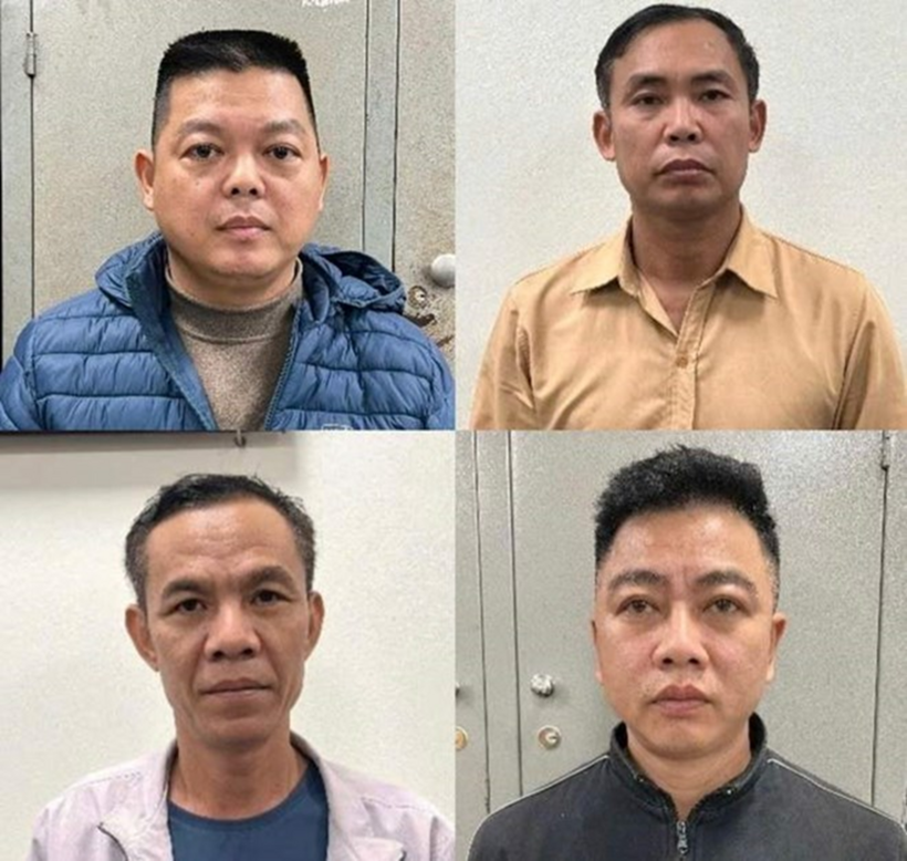 Nhóm đối tượng lừa đảo bị công an bắt giữ. Ảnh: Công an tỉnh Bắc Ninh