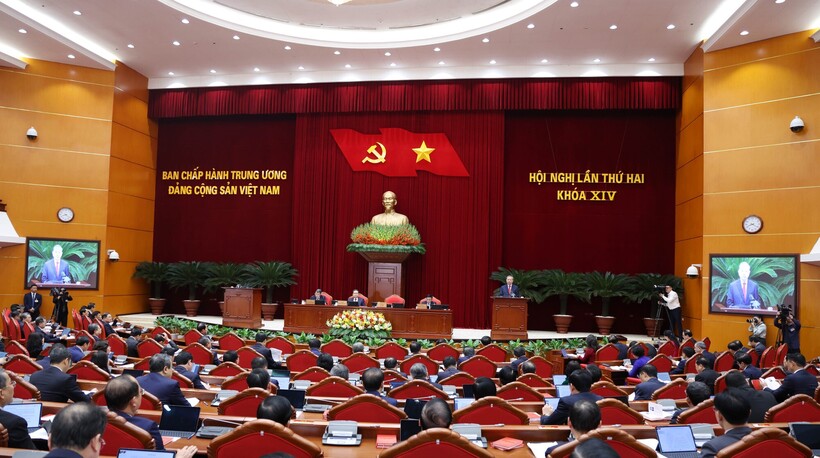 Hội nghị lần thứ hai Ban Chấp hành Trung ương Đảng khoá XIV khai mạc sáng 23/3 tại Hà Nội - Ảnh: VGP/Đức Tuân