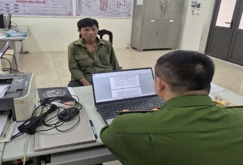 Đối tượng Lương Văn Dũng tại Cơ quan Công an. Ảnh: Công an tỉnh Hưng Yên.