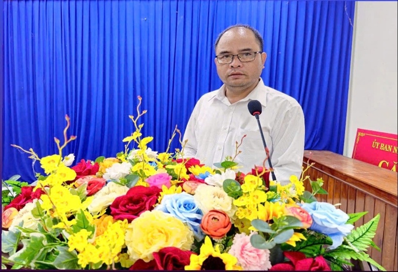 Ông Phạm Văn Ôn - Phó Bí thư Đảng ủy, Chủ tịch UBND xã Ba Dinh phát biểu tại hội nghị.