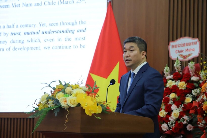 Ông Phan Anh Sơn, Đại biểu Quốc hội khóa XVI, Chủ tịch Liên hiệp các tổ chức hữu nghị Việt Nam phát biểu tại buổi lễ