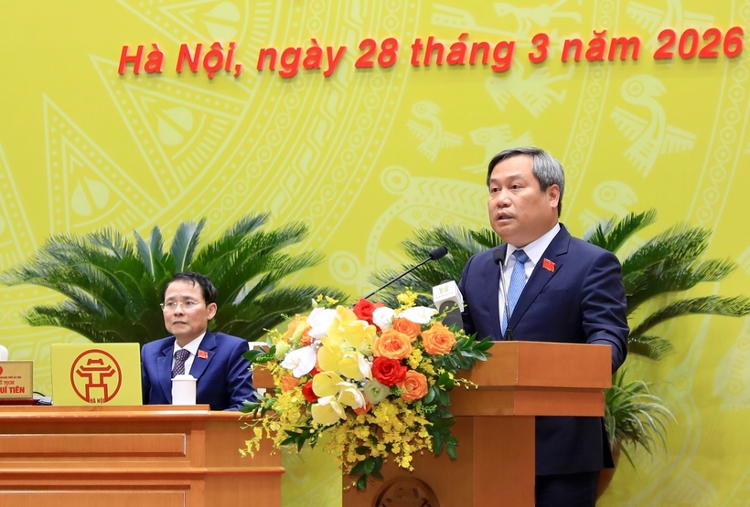 Chủ tịch UBND Thành phố Hà Nội Vũ Đại Thắng phát biểu nhận nhiệm vụ.