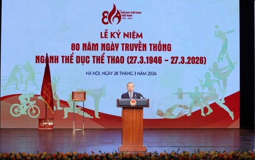 Tổng Bí thư Tô Lâm phát biểu tại Lễ kỷ niệm 80 năm Ngày truyền thống ngành Thể dục thể thao Việt Nam - Ảnh VGP/Nhật Bắc