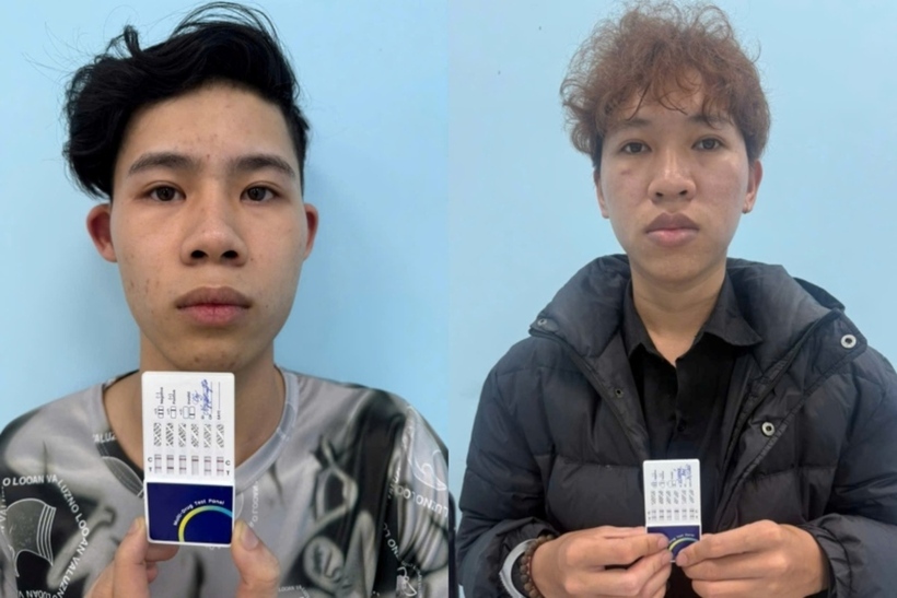 Võ Nguyên Bảo và Nguyễn Quang Lâm tại cơ quan Công an. Ảnh: Công an TP Đà Nẵng.