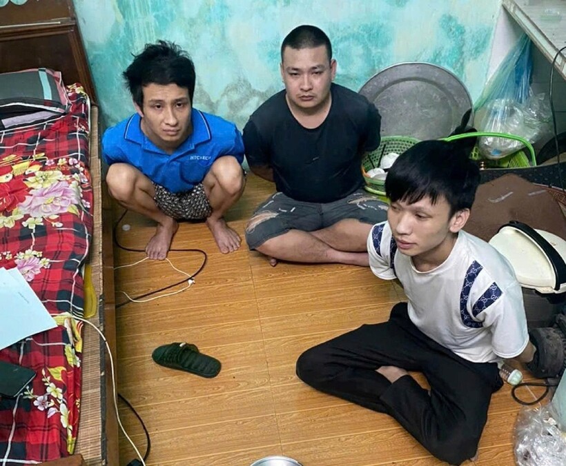 3 đối tượng tại hiện trường. Ảnh: Công an TP Hà Nội.