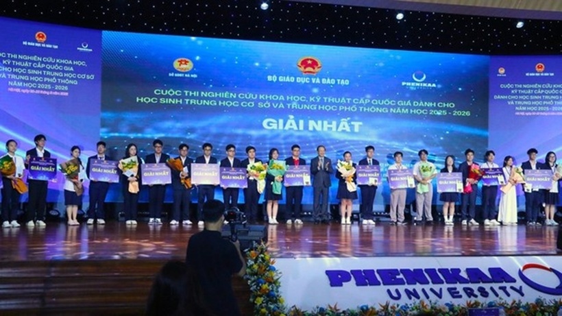 14 dự án xuất sắc giành giải Nhất tại Cuộc thi nghiên cứu khoa học, kỹ thuật cấp quốc gia học sinh trung học năm học 2025-2026. Ảnh: Sức khỏe & Đời sống