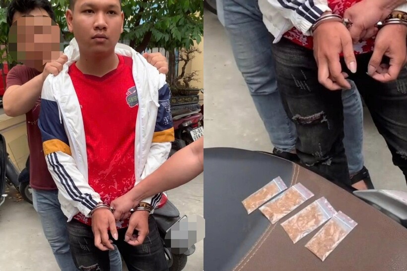 Đối tượng Phùng Thế Khải cùng tang vật. Ảnh: Công an TP Hà Nội.