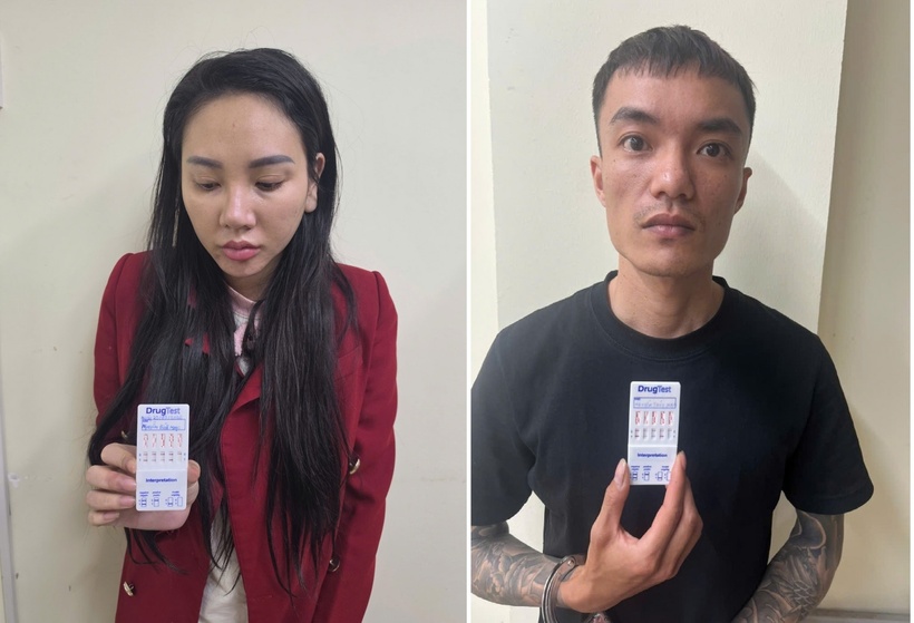 Hai đối tượng bị khởi tố về hành vi tổ chức sử dụng trái phép chất ma túy. Ảnh: Cổng thông tin điện tử Công an Quảng Ninh