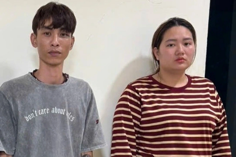 Hai đối tượng Nguyễn Hữu Ba và Vũ Thị Hương Giang tại Cơ quan điều tra