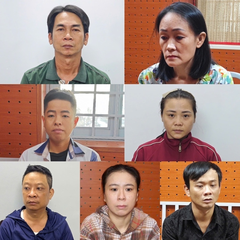 Thêm 7 bị can vừa bị tạm giam trong vụ dàn cảnh cướp của ở Liên Hoa Bảo Tháp. Ảnh: Dân trí