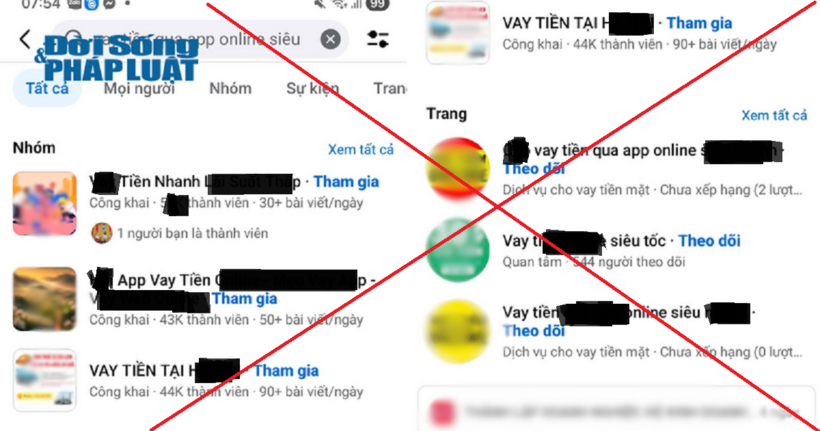 Chỉ cần gõ từ khóa "vay tiền online" hàng loạt các dịch vụ cho vay tiền nhanh hiện ra. Ảnh chụp màn hình