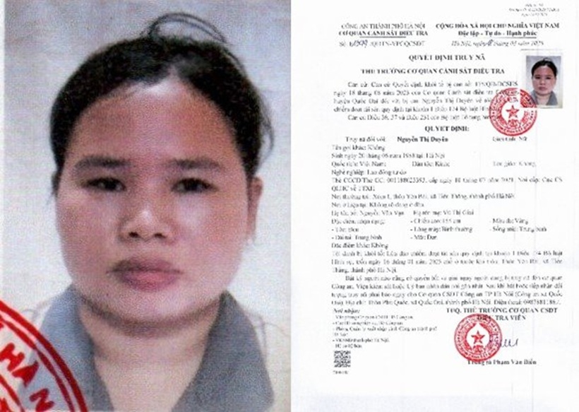 Quyết định truy nã đối tượng Nguyễn Thị Duyên