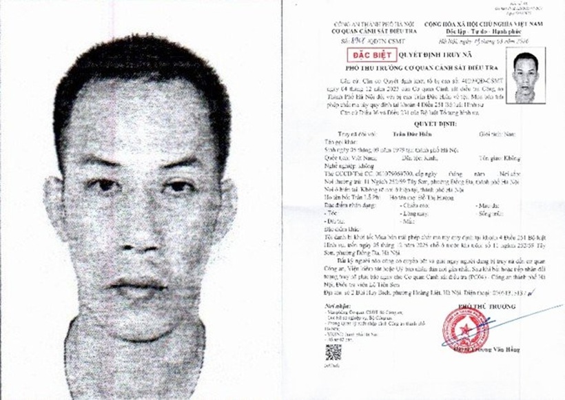 Quyết định truy nã đối tượng Trần Đức Hiền