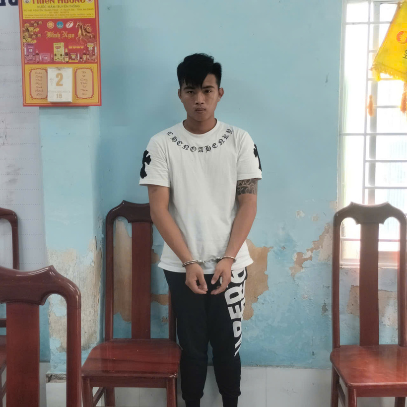 Nguyễn Thành Võ tại cơ quan công an. Ảnh: Công an tỉnh An Giang.