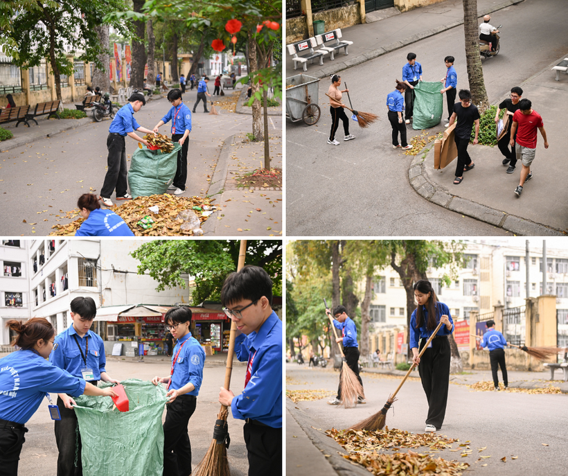Đoàn Thanh niên Đại học Bách khoa Hà Nội tổ chức dọn vệ sinh khuôn viên cơ sở và phân loại, thu gom rác thải và vật dụng cũ.