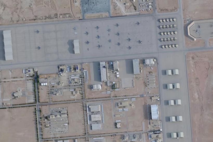 Ảnh vệ tinh chụp căn cứ không quân Prince Sultan hồi giữa tháng 3/2026. Ảnh: Planet Labs PBC/AP
