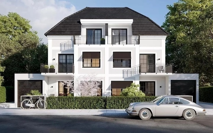 Mẫu nhà phong cách châu Âu tối giản được thiết kế 3 tầng mang dáng vẻ hiện đại. (Ảnh: Vinavic)