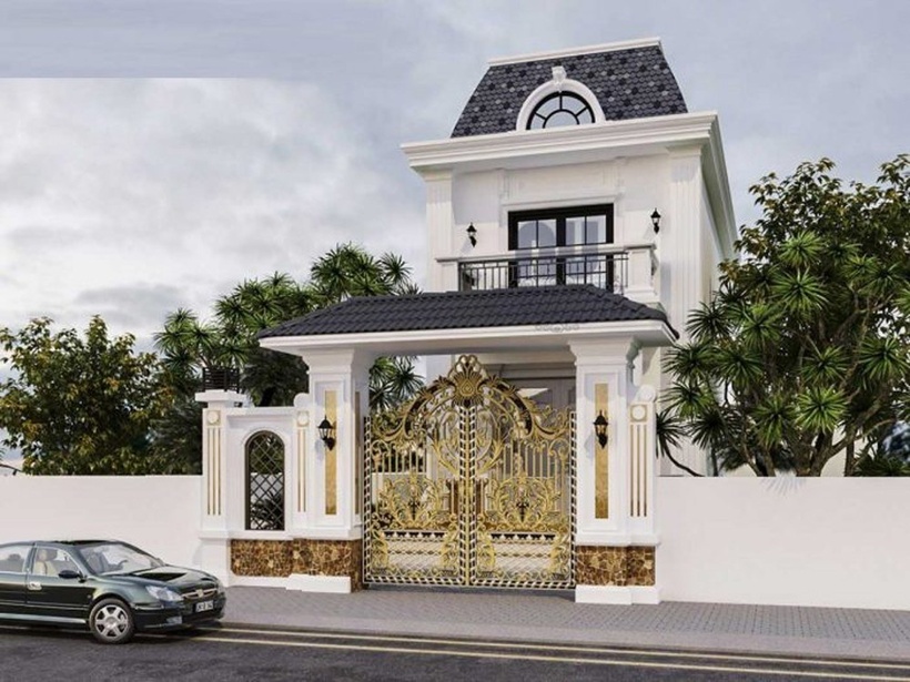 Biệt thự mái nghiêng là kiểu mái được sử dụng rất nhiều trong các mẫu biệt thự, lâu đài, dinh thự cổ điển hiện nay. Vì vậy khi những biệt thự sử dụng kiểu mái này sẽ giúp cho ngôi nhà thêm phần sang trọng và quý phái. Tuy nhiên giá thành cũng sẽ cao hơn một chút bởi biện pháp thi công cũng phức tạp hơn.