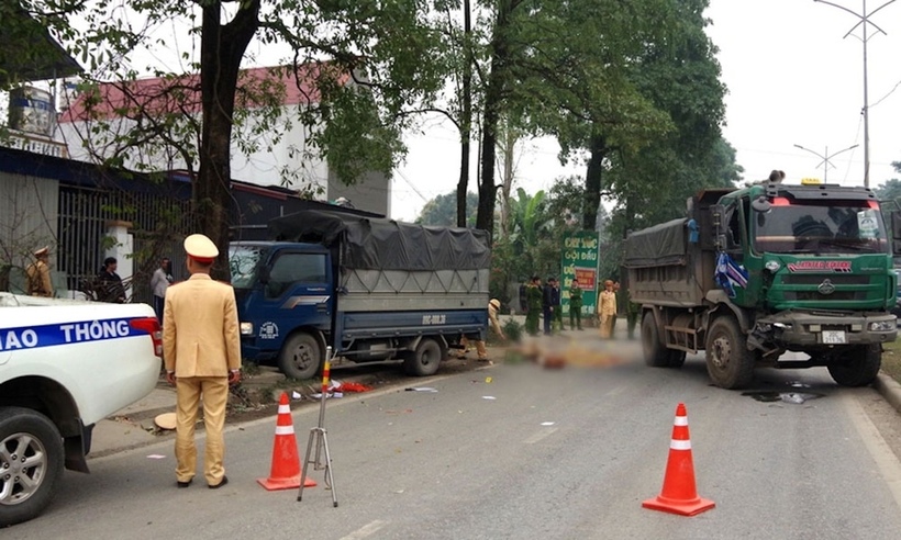 Hiện trường vụ tai nạn giao thông khiến một cán bộ CSGT hy sinh ỏ Thái Nguyên vào tháng 2/2026