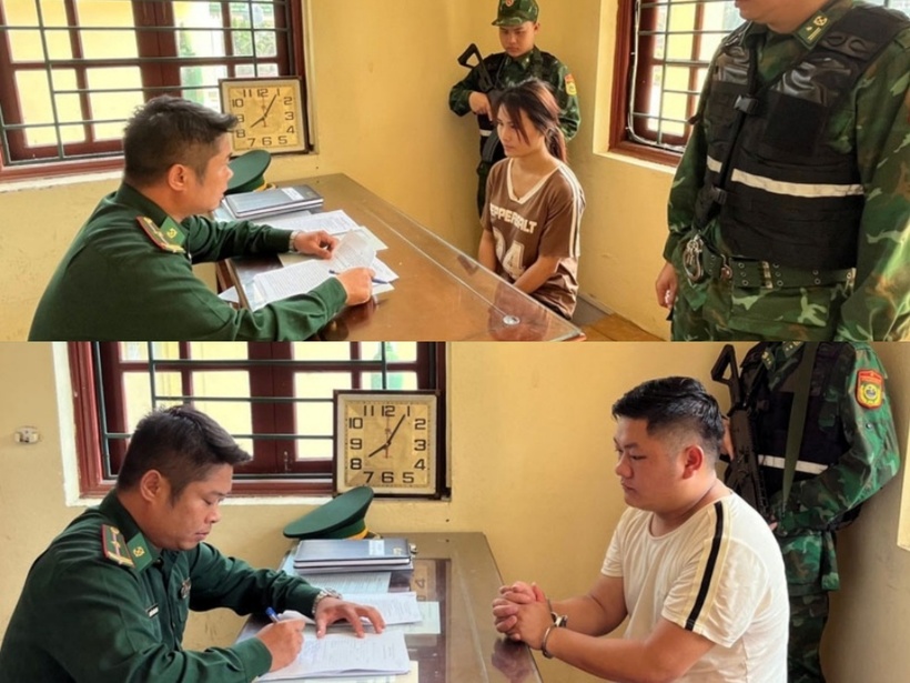 Lực lượng chức năng thẩm vấn các đối tượng bị bắt. Ảnh: Báo Lao động.