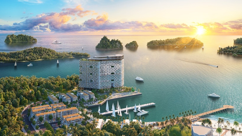 Tòa tháp Thanh Long sở hữu tầm nhìn “cực phẩm” cùng kiến trúc độc bản . Ảnh: Sun Group.