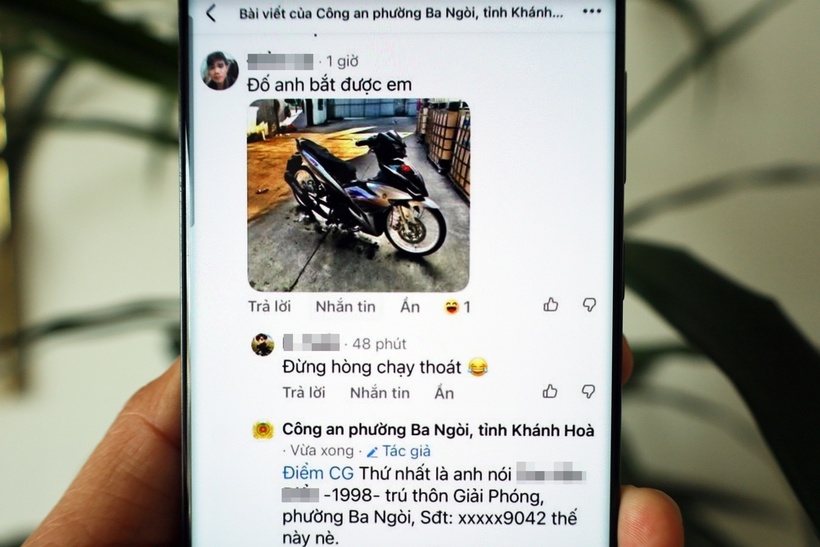 Tài khoản Facebook "Đ.C.G." gửi hình ảnh xe máy có dấu hiệu độ chế, kèm lời thách thức "đố anh bắt được em". Ảnh: Dân trí