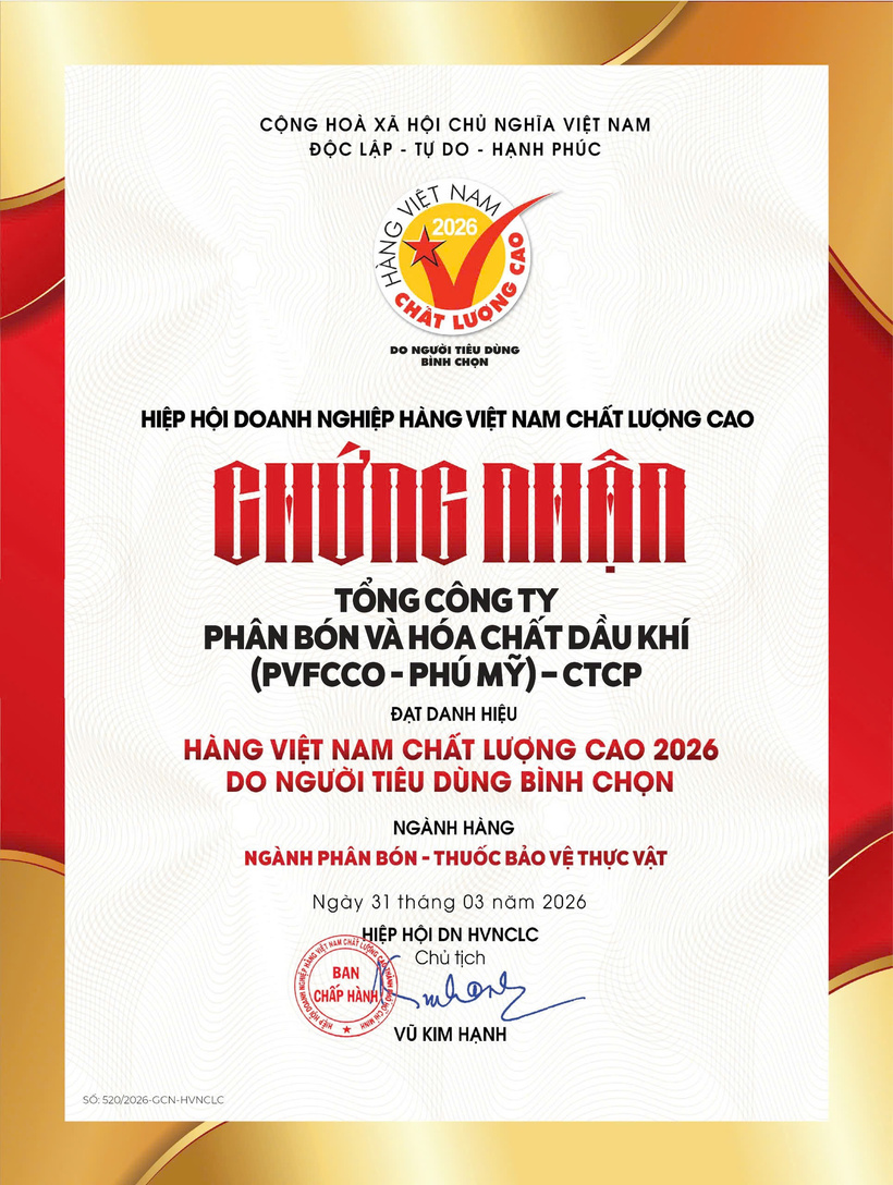 Giấy chứng nhận Hàng Việt Nam chất lượng cao 2026