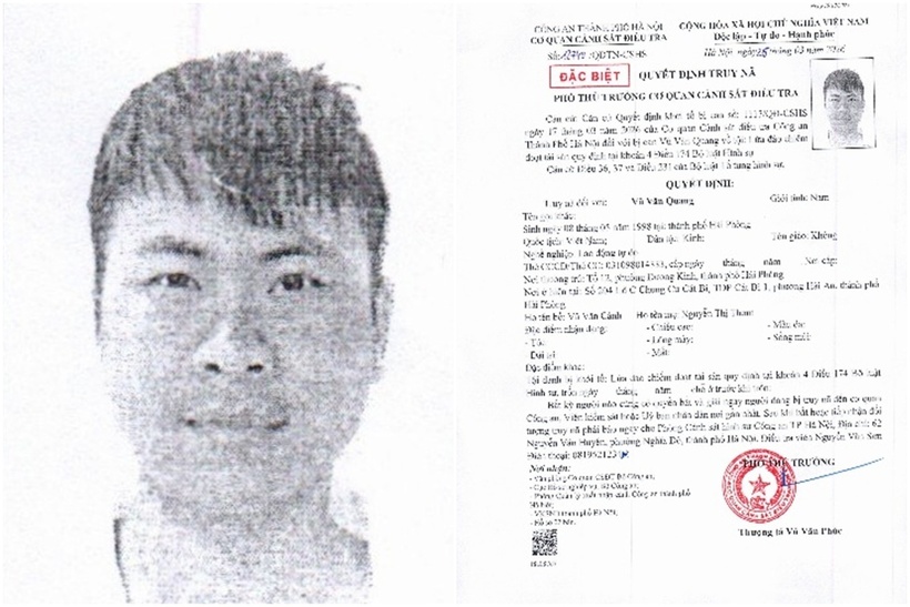 Quyết định truy nã đối tượng Vũ Văn Quang