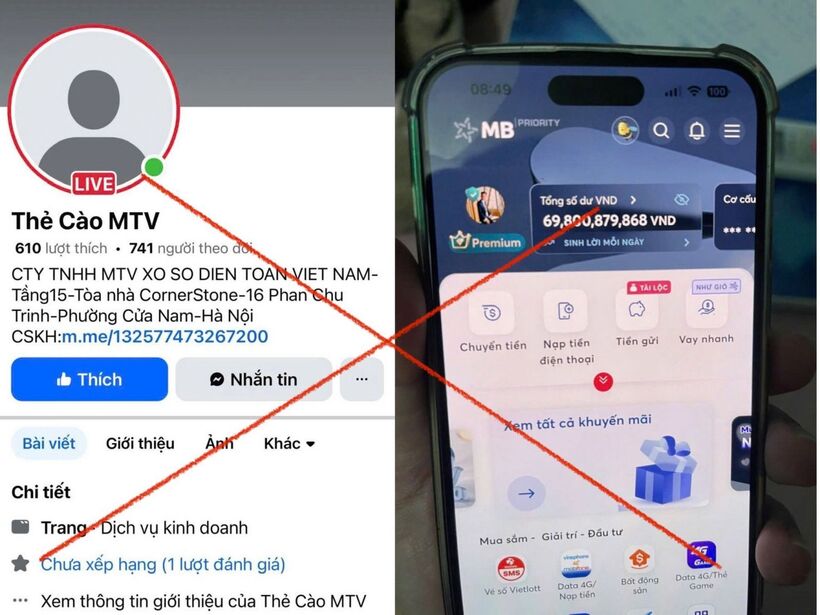Cảnh báo thủ đoạn lừa đảo qua livestream “cào vé số ngoại trúng thưởng” trên Facebook. Ảnh: VTV Times