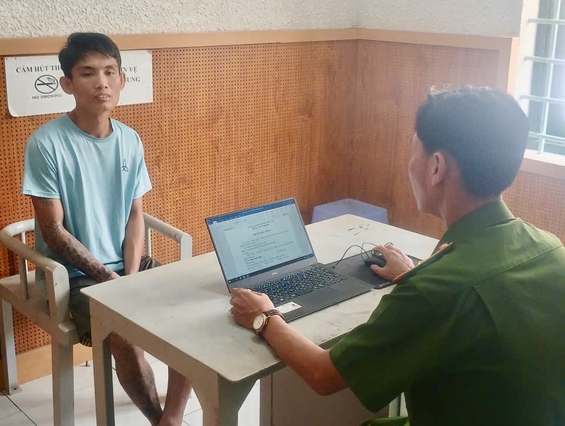 Đối tượng Bão tại cơ quan công an. Ảnh: Công an tỉnh An Giang.