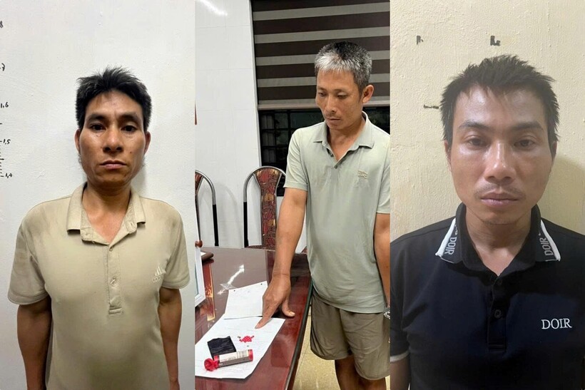 Các đối tượng tại cơ quan Công an. Ảnh: Công an tỉnh Lào Cai.