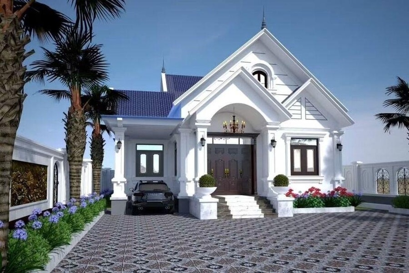 Mẫu nhà mái Thái 1 tầng 2 phòng ngủ.