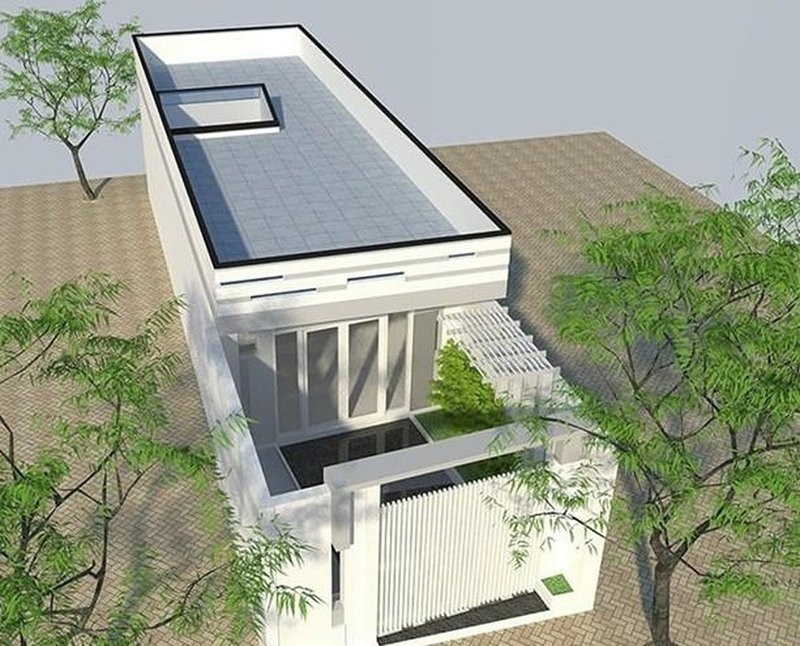 Ý tưởng thiết kế nhà ống 1 tầng đẹp 5x20m mái bằng mang đậm hơi hướng trẻ trung, hiện đại và năng động rất phù hợp với khu vực nông thôn. Mái bằng được xử lý chống thấm nước rất cẩn thận. Gia chủ còn lắp đặt mái chống nóng để các không gian sử dụng trong ngôi nhà thông thoáng, mát mẻ hơn.