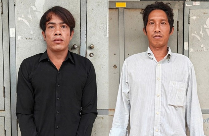 Khi tàu đang hoạt động trên vùng biển Phú Quốc, Thiện (bìa trái) đã dùng dao đâm ngư phủ cùng tàu tử vong còn Được (bìa phải) có hành vi che giấu. Ảnh: Công an cung cấp