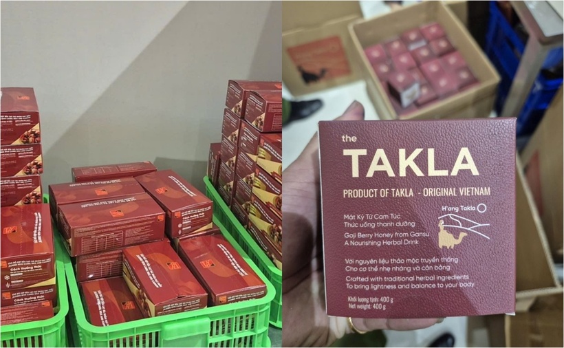 Sản phẩm kỷ tử mang nhãn hiệu TAKLA sau khi được gia công, đóng gói. (Ảnh: Công an Khánh Hòa)