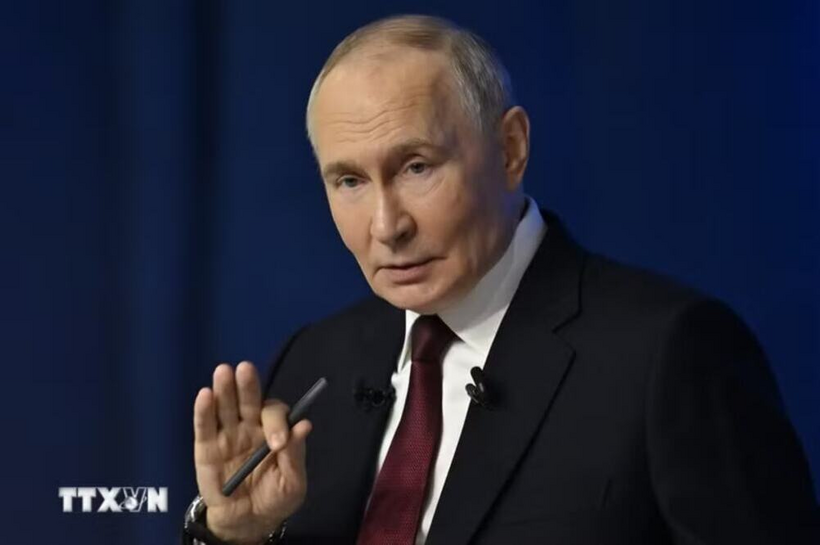 Tổng thống Nga Vladimir Putin phát biểu tại Moskva. (Ảnh: AA/TTXVN).
