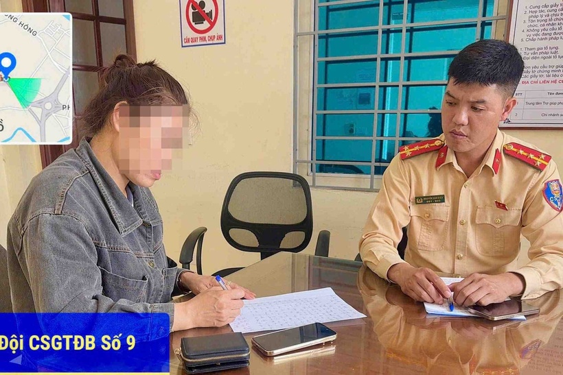 Tài xế bị lập biên bản và nhắc nhở, không ra quyết định xử phạt. (Ảnh: Công an)