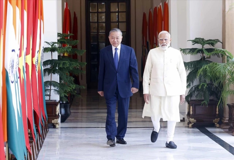 Tổng Bí thư, Chủ tịch nước Tô Lâm và Thủ tướng Ấn Độ Narendra Modi (Ảnh: TTXVN).