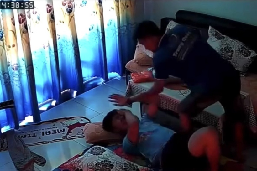 Gã cha dượng đánh em T. vào chiều 4/5. (Ảnh: Dân trí)