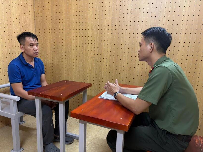 Đối tượng cầm đầu Nguyễn Hoàng Tuấn tại cơ quan điều tra